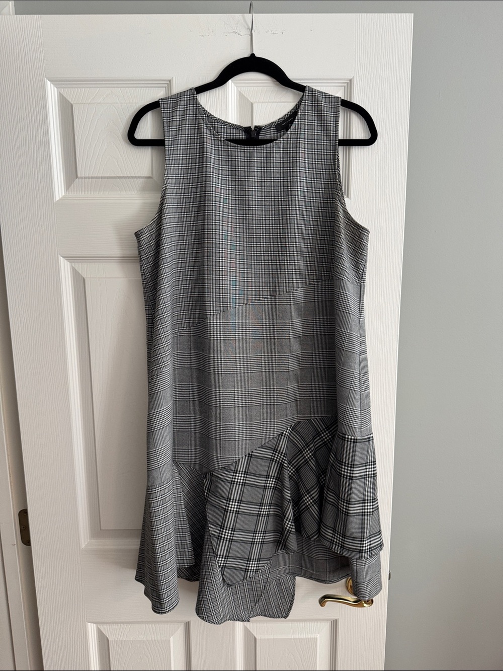 Halogen Gray Plaid Sleeveless A-Line Dress